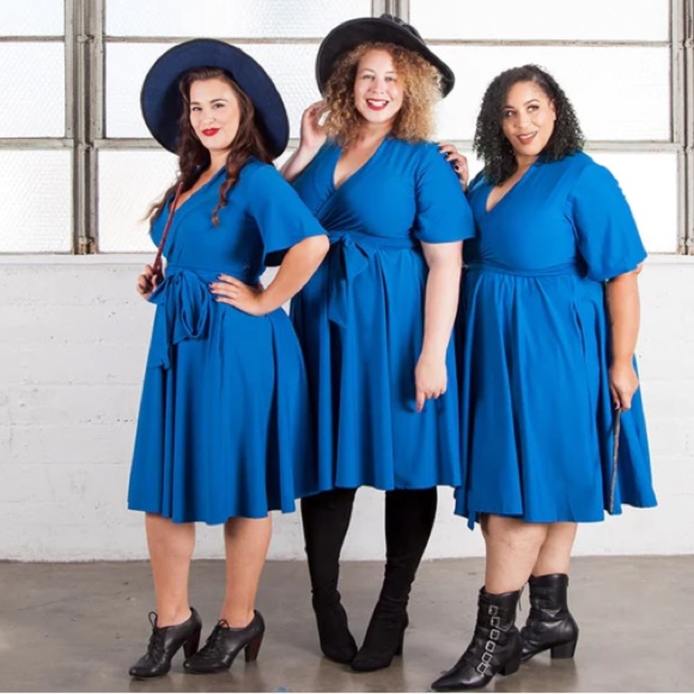 Cerulean Flutter Sleeve Wrap Dress, Elhoffer Design